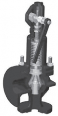 Клапан предохранительный пропорциональный пружинный, со вспомогательным колоколом, угловой, фланцевый Тип Si 2302, Si 2502, Si 2502.11A, S 2502 CrNii